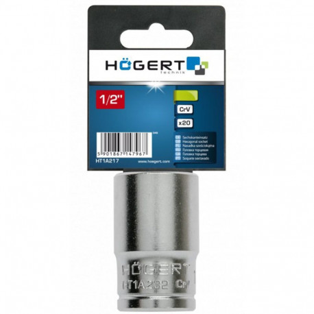 Hogert HT1A232, 1/2" socket, HEX 32mm, CrV steel, DIN 3124, 42mm, 210g