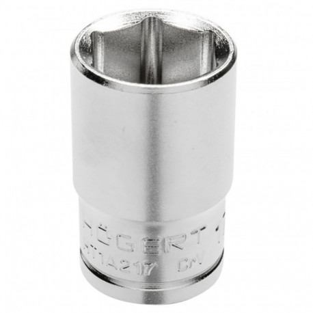 Hogert HT1A217 socket, 1/2", 17mm, HEX, CrV, DIN 3124, 38mm, 79g
