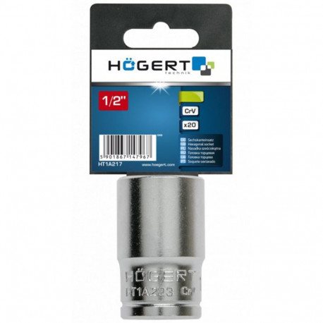 Hogert padrun HT1A223, 23mm, 1/2", CrV teras, kuuskant, DIN 3124, 6-punkti profiil