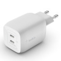 Belkin Boost Charge Pro Dual Port USB-C GaN 65 W PD 3.0 -verkkovirtalaturi, valkoinen