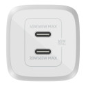 Belkin Boost Charge Pro Dual Port USB-C GaN 65 W PD 3.0 -verkkovirtalaturi, valkoinen