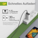 GP GaN PD 65 W -verkkovirtalaturi, 2x USB-C + 1x USB-A, valkoinen