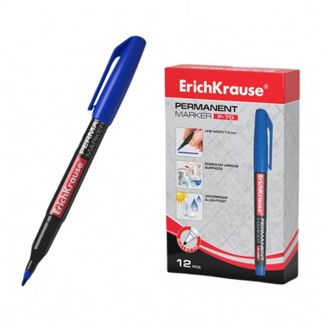 Permanent marker ErichKrause® P-70, color: blue (box 12 pcs.)