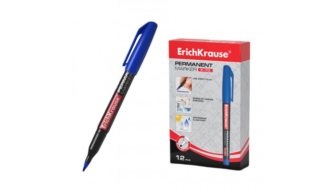 Permanent marker ErichKrause® P-70, color: blue (box 12 pcs.)