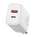 Baseus Компактное быстрое зарядное устройство USB / USB Type C 20W 3A PD Quick Charge 3.0 белый (CCX
