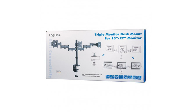 LOGILINK BP0050 LOGILINK - Kolme monitori lauakinnitus, 13-27, maks. 8 kg