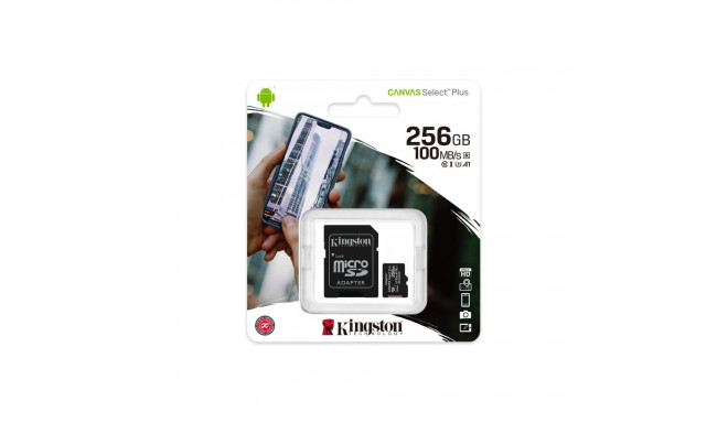 Kingston Canvas Select | Flash memory card | 256GB | microSDXC UHS-I Memory Card | Speed Class A1 / 