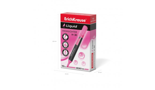 Highlighter ErichKrause® Liquid H-30, ink color: pink (box 10 pcs.)
