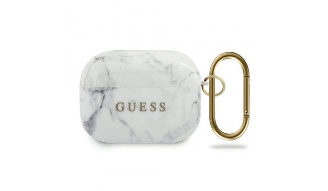 Guess GUACAPTPUMAWH AirPods Pro cover white/white Marble Collection