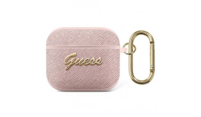Guess GUA3SASMP AirPods 3 cover pink Saffiano Script Metal Collection