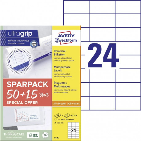 Labels 70x37mm ILC white 50+15 sheets