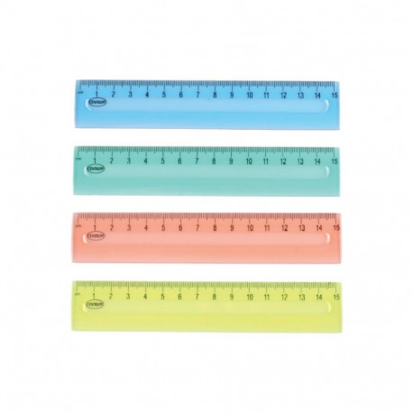 Ruler 15cm transparent colored plastic