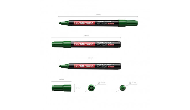 Permanent marker ErichKrause® P-200, color: green (box 12 pcs.)