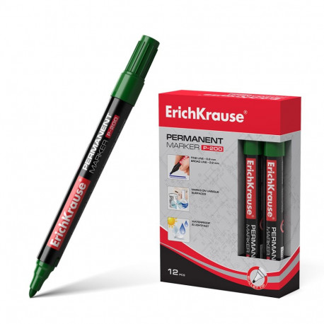 Permanent marker ErichKrause® P-200, color: green (box 12 pcs.)