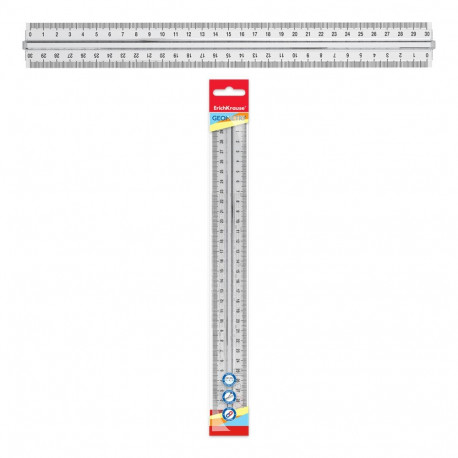 Plastic ruler with holder ErichKrause® Clear, 30cm, transparent, in display box