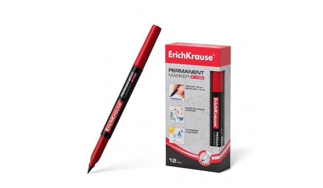Permanent marker ErichKrause® P-100, color: red (box 12 pcs.)