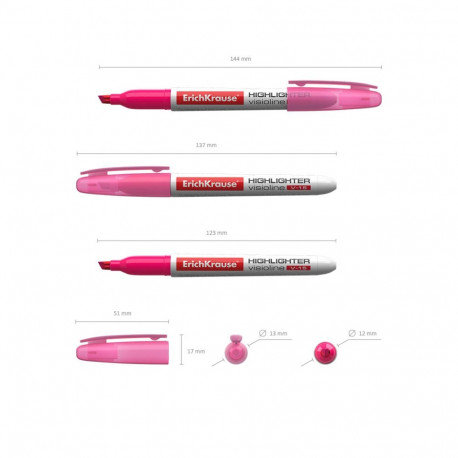Highlighter  ErichKrause® Visioline V-15, color: pink (box 12 pcs.)