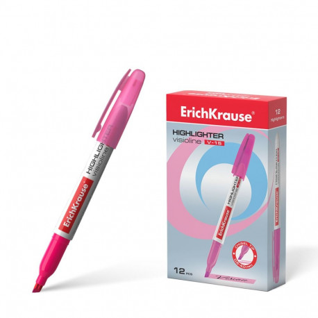 Highlighter  ErichKrause® Visioline V-15, color: pink (box 12 pcs.)