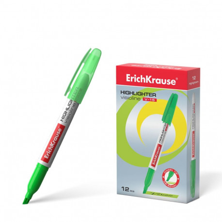 Highlighter  ErichKrause® Visioline V-15, color: green (box 12 pcs.)