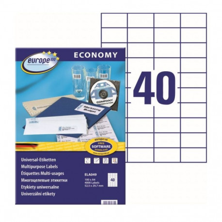 Sticker label AVERY Economy 52.5x29.7mm 40 sheets 100 sheets