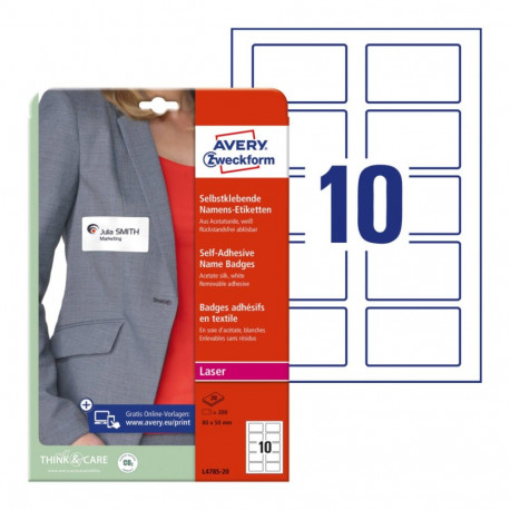 Nimesilt kleebitav kangale AVERY Zweckform 80x50mm 20 lehte