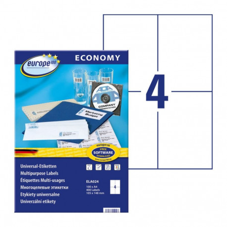Sticker label AVERY Economy 105x148mm 4 Sheets 100 sheets