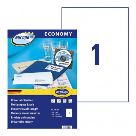 Sticker label AVERY Economy 210x297mm 100 sheets