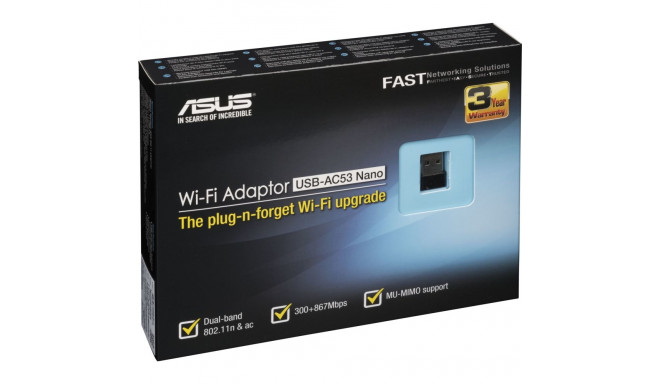 Asus USB-AC53 NANO AC1200 Dual-band USB MU-MIMO Wi-Fi Adapter