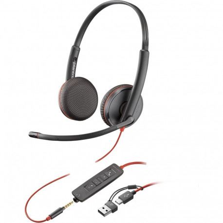 POLY stereo peakomplekt Blackwire 3225 USB-C 3.5mm pistik USB-C/A adapter