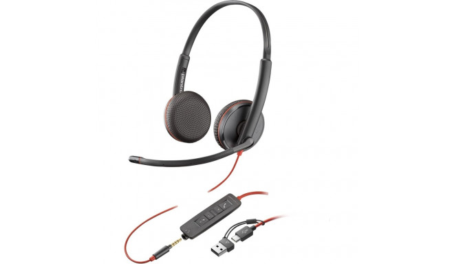 HP Poly Blackwire 3225 stereo USB-C peakkomplekt +3,5 mm pistik +USB-C/A adapter