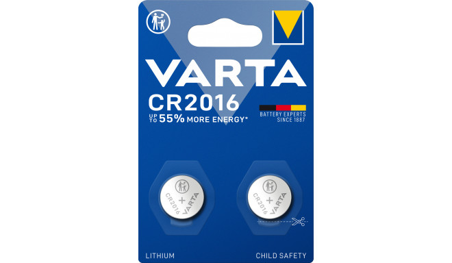 Varta CR2016 liitium patarei, 3 V, 2 tk