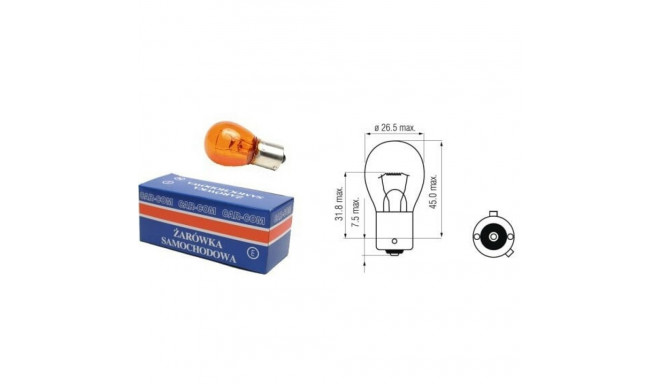 Car bulb 12V 21W BAU15S yellow orange