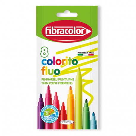 Viltpliiats Fibracolor Colorito Fluo 8 värvi