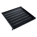 Fixed shelf 19", 1U, depth 450 mm, load capacity 25 kg, mounting in 4 points, black, screws and brac