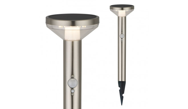 Solar LED lamp with Maclean sensor, matt chrome, IP44, 3 lighting modes, Li-ion 18650 battery 3.7V 1