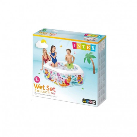 PROMO Coral Reef Pool with Inflatable Floor, Hexagonal in Box 191x178x61cm 56493NP INTEX
