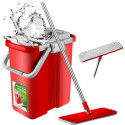 GreenBlue Flat Mop with Bucket and Wringer, Two HQ Microfiber Cartridges, 8L Capacity, MaxiClean GB8