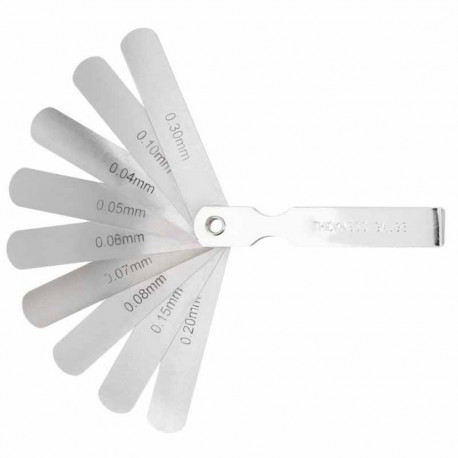 Hogert Feeler Gauge HT8G330, 9 lehte, 0,04-0,3 mm, 13 mm, 75 mm, lukustuskruviga