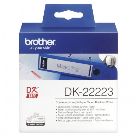 Brother DK-22223 tarralint, paberist, 50 mm x 30,48 m, must valgel taustal