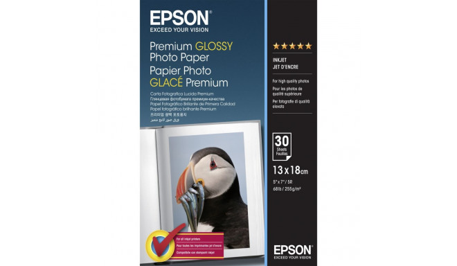 Epson Premium Glossy Photo Paper -valokuvapaperi 13 x 18 cm, 30 arkkia