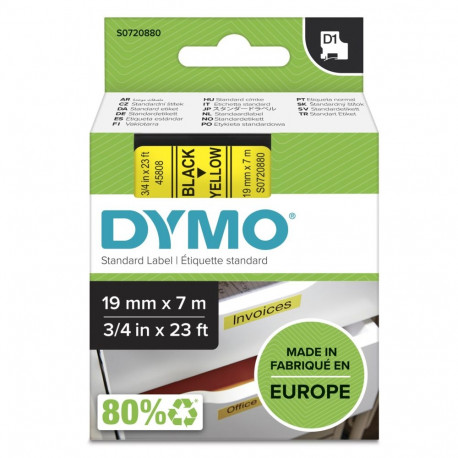 Dymo D1 -teippi 19 mm x 7 m, musta keltaisella pohjalla
