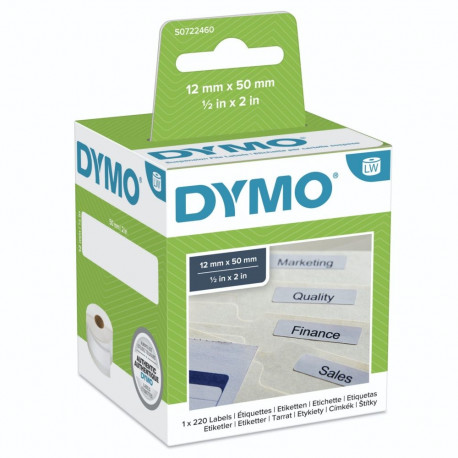 Dymo LabelWriter -riippukansiotarra 50 x 12 mm, 220 tarraa, valkoinen