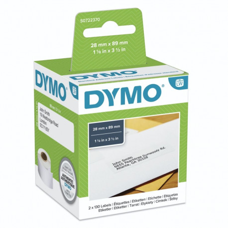 Dymo LabelWriter aadressisilt 89 x 28 mm, 2 x 130 silti, valge