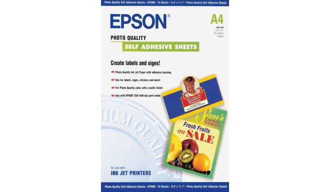 Epson Self Adhesive Photo Paper -itsekiinnittyvä arkki, A4, 10 kpl