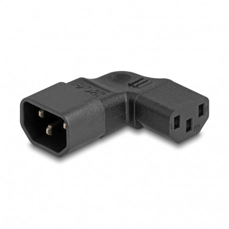 Toiteüleminek C14 - C13, 10A IEC 60320 nurgaga must