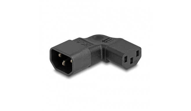 Toiteüleminek C14 - C13, 10A IEC 60320 nurgaga must