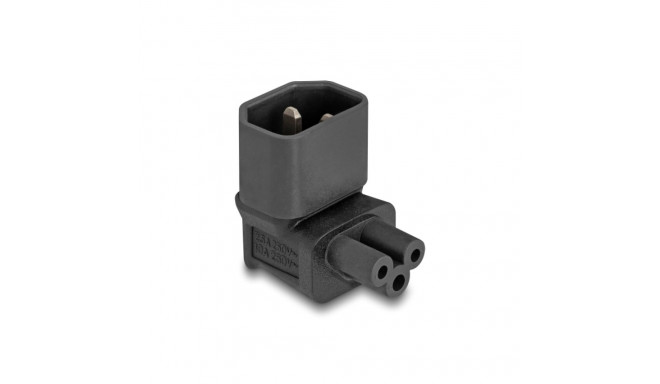 Toiteüleminek C14 - C5, 2.5A IEC 60320 nurgaga üles must