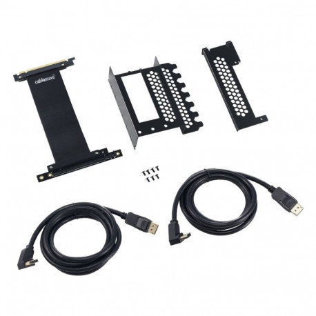 CableMod vertikaalne graafikakaardi hoidik PCIe x16 riser-kaabliga, 2x DisplayPort – must