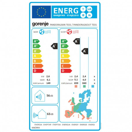 Gorenje õhukonditsioneeri siseseade 20011518 PANDORA26 TE01