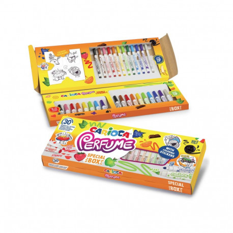 Viltpliiatsid CARIOCA Perfume Special, lõhnastatud viltpliiatsid, 30 tk/pakk, värvikleebistega